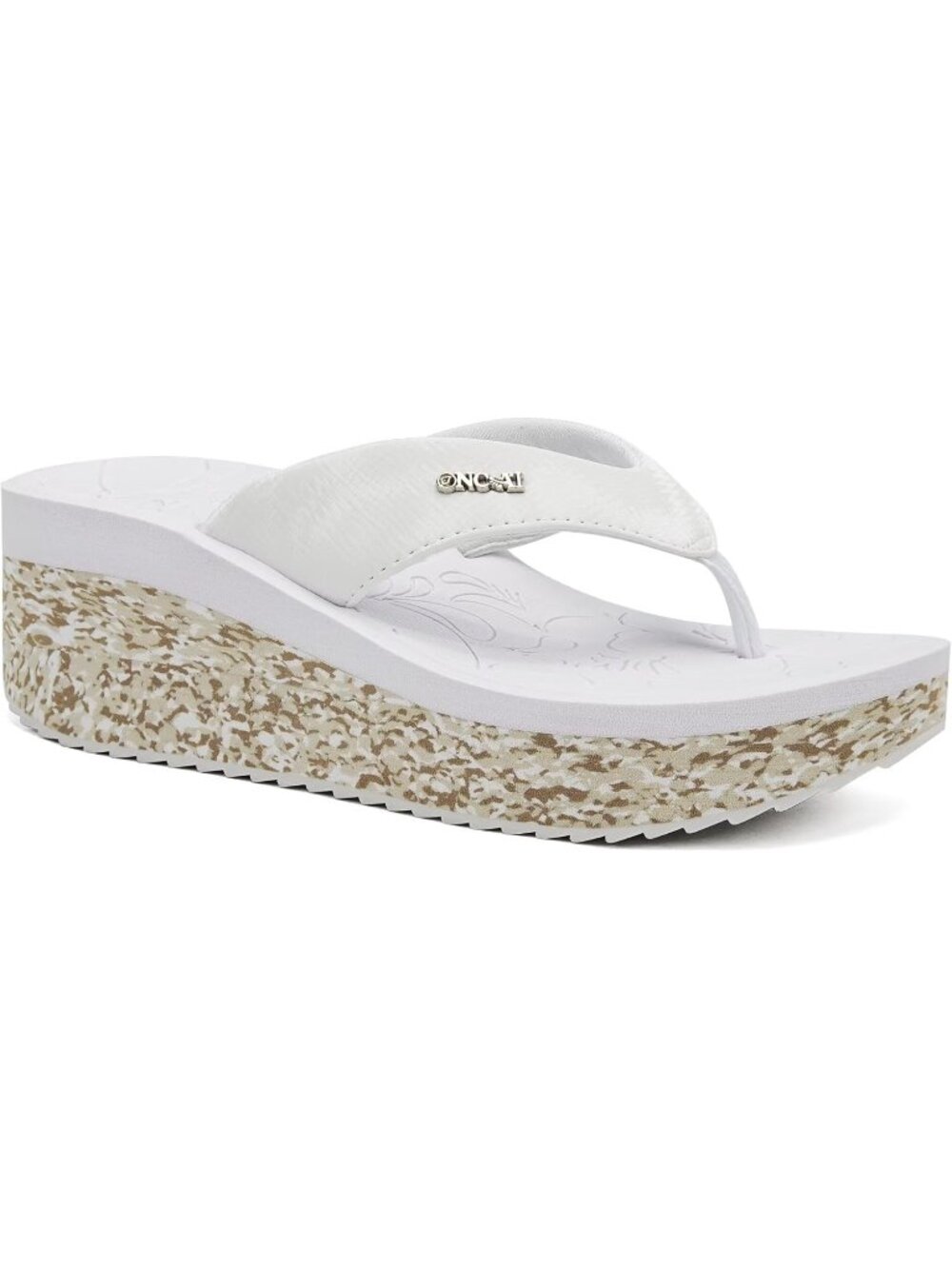 Women's White Platform Sandals Dressy Chunky Wedge Flip Flops Casual